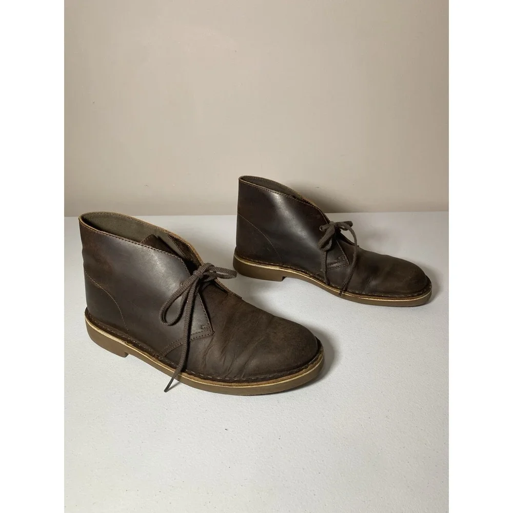 Clarks Bushacre 2 Mens‎ 9M Dark Brown Beeswax Leather Chukka Desert Boots